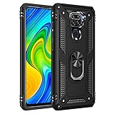 Max Power Digital Funda para móvil Xiaomi Redmi Note 9 con Anillo Giratorio 360 Metálico Imán Carcasa Magnética Rígida Antigolpes Resistente Soporte Bumper Case (Xiaomi Redmi Note 9, Negro)