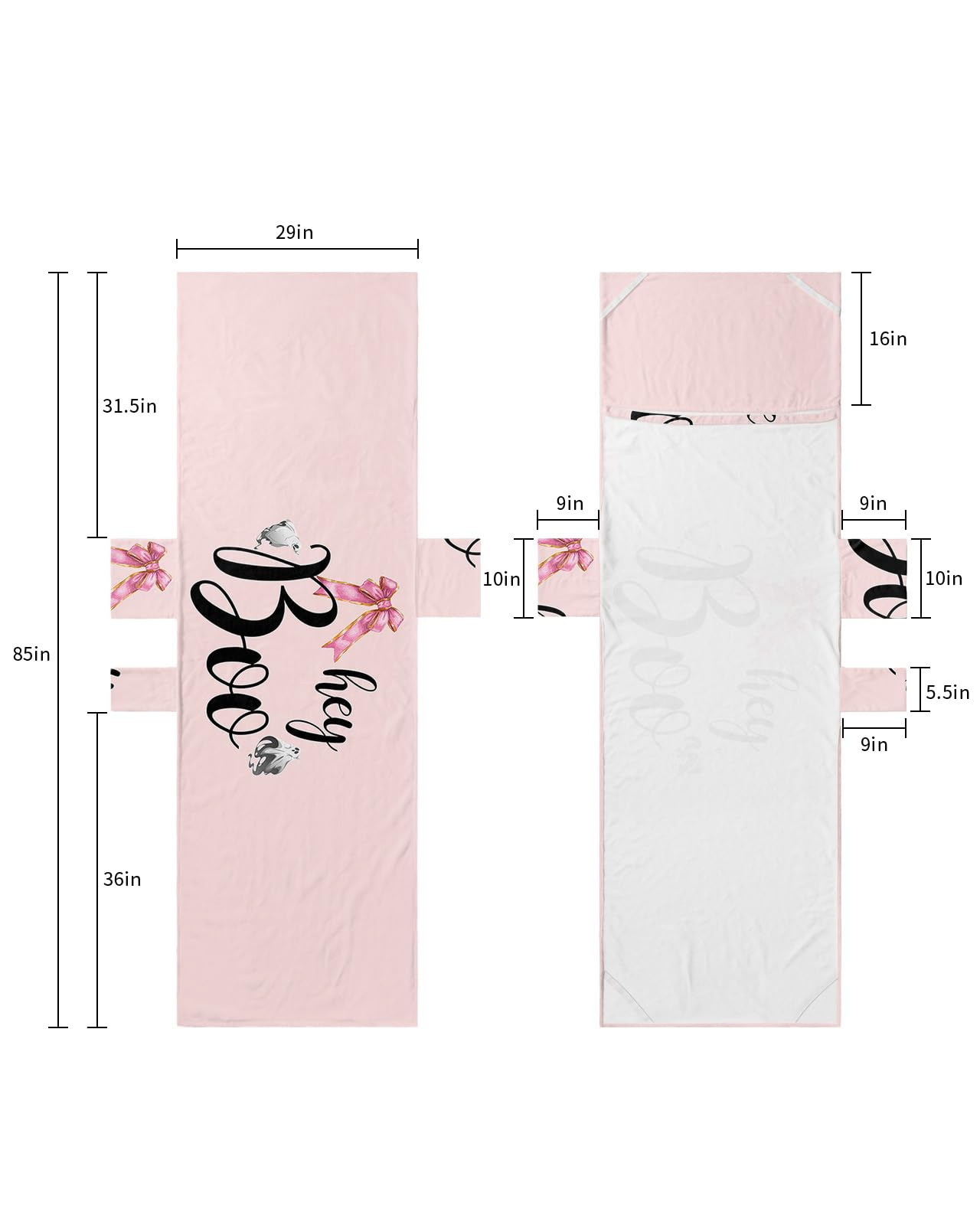 Halloween Beach Lounge Chair Towel Cover, Soft Chaise Lounge Towel with Side Pockets Patio Pool Chairs Cover for Beach/Pool Sunbathing 29x85 Hey Boo Ghost Pink Bow Knot