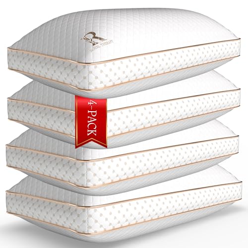 Image of Royal Therapy 4-Pack King Memory Foam Pillow, Adjustable Shredded Odor-Free Bed Pillow for Neck & Shoulder Pain Relief, Breathable Support for Back, Stomach, Side Sleepers, AirFlowPRO