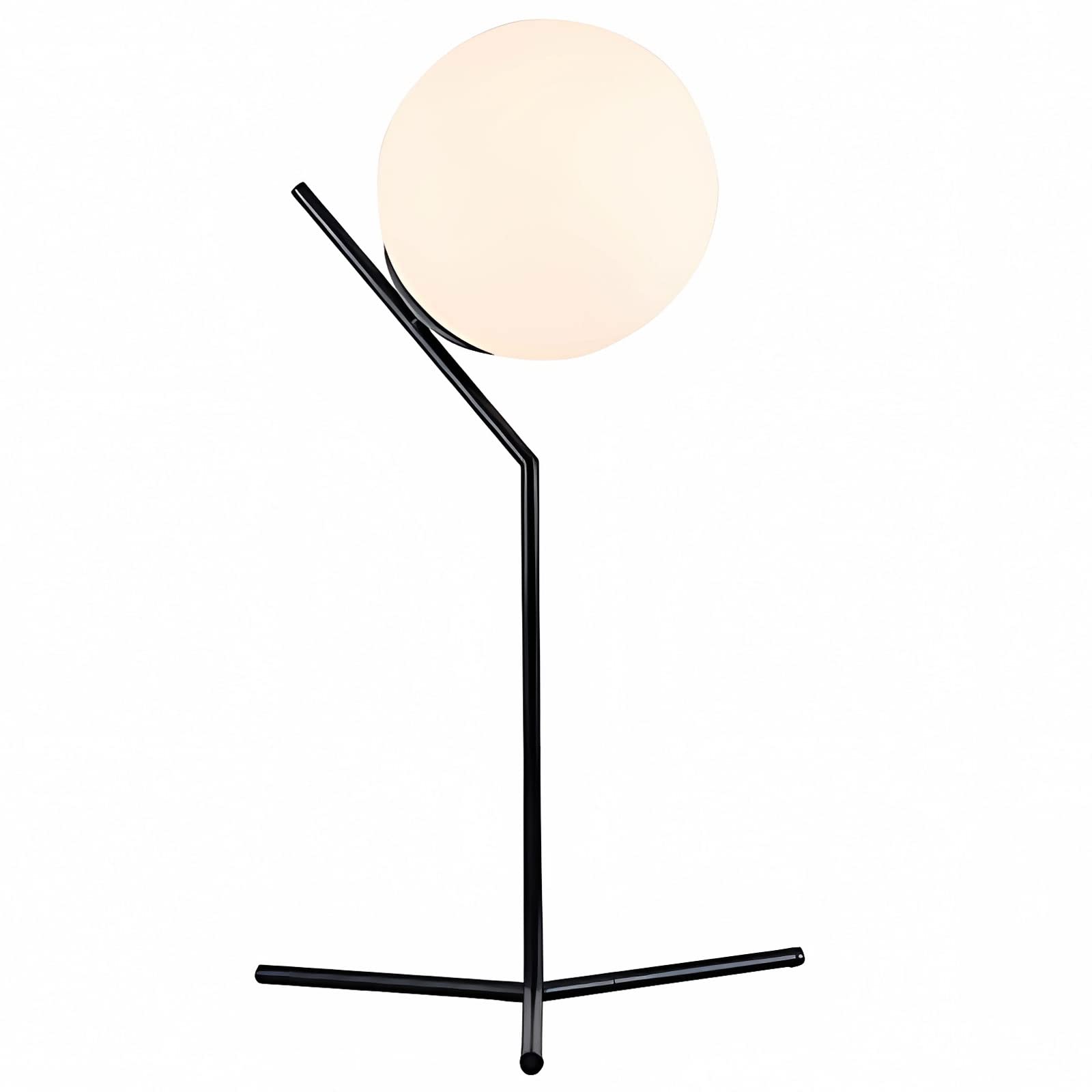 QFGVMXBWKZH Reading Lamp Mid-Century Bedside Table Lamp White Glass Ball Table Light with Plug Switch Decorative Desk Light for Bedroom Living Room Study Room Office