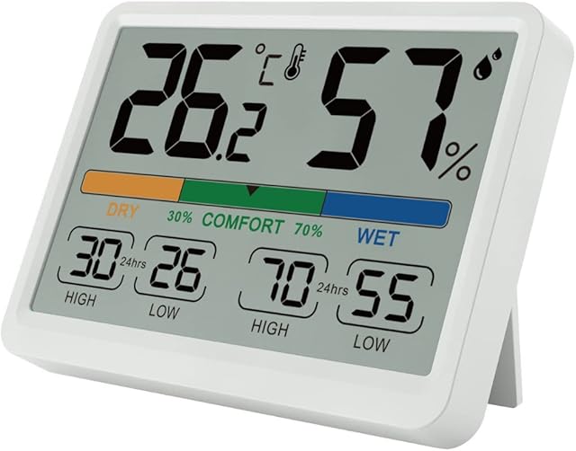Searon Indoor Thermometer Hygrometer Humidity Meter, Room Temperature Humidity Monitor Gauge, High/Low Temperature Humidity Display,˚F/ Switch,Comfort Scale - 8.78 X 6.56 X 1.3 CM