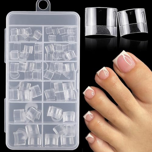 AddFavor 240pcs Toe Nail Tips Clear Soft Gel Toenail Tips Half Cover Square Acrylic Toe Tips Press on Nails Clear Artificial False Fake Toe Nails Tips for Salon and Home Foot Pedicure Manicure