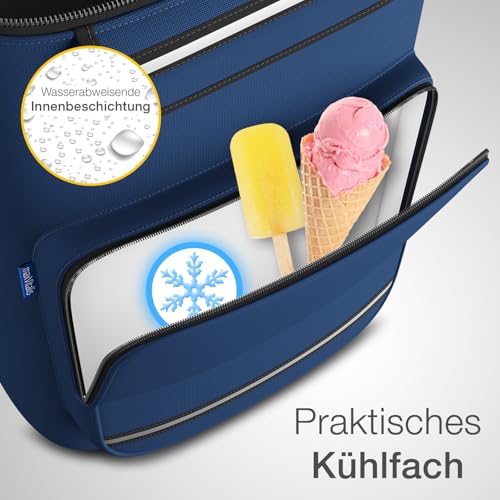 maxVitalis Einkaufstrolley Treppensteiger mit Kühlfach, Einkaufsroller klappbar, Shopping Trolley höhenverstellbar, Reflektoren, abnehmbare Tasche 43 L, Hackenporsche (Treppensteiger-Trolley, Navy) – Bild 8