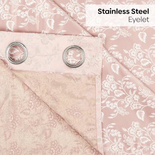 Image of haus & kinder Jacquard Window Curtains 5 Feet Long Pack of 1 Window Curtain, 5 Feet Curtains for Window (Spring Trellis, Beige 130x152 CM)