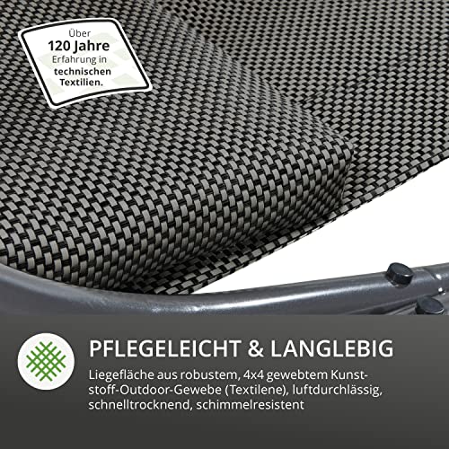 LECO Outdoor-Doppelliege Original – Sonnenliege, Gartenliege mit Sonnendach für zwei Personen wetterfest - Gestell anthrazit