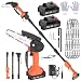 Cordless Pole Saw 12.47Ft, 2 in 1 Long Reach Saw & Handheld Chainsaw 6'', 90° Adjustable Head 2 * 4.0 Ah Rechargeable Battery Electric Extension Pole Chainsaw 4* Chain for Garden Tree Trimming