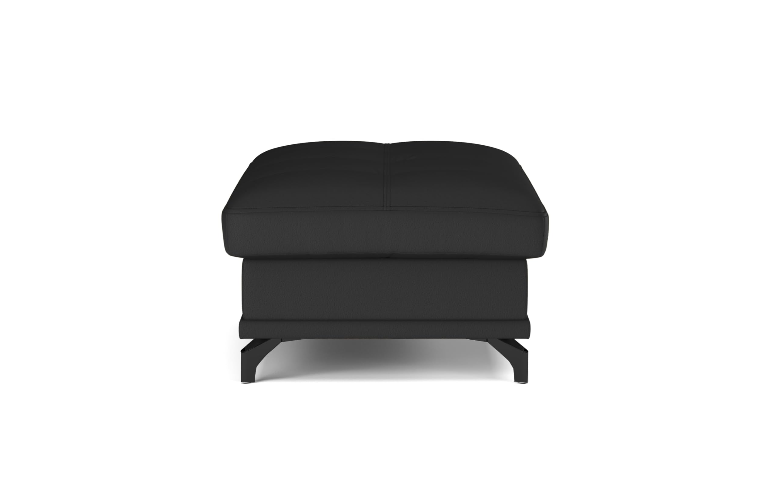 Cavadore Hocker Castiel / Polsterhocker mit mattschwarzen Metallfüßen, ideal als Beistellhocker, Fußablage, Sitzgelegenheit / 138 x 48 x 71 / Echtleder, Schwarz