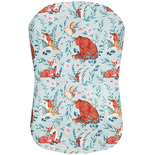 Image of Newborn Lounger Covers, Bear Baby Loungers Cover, Woodland Nest Cover for Boys Girls, Removable Slipcover for Infant Padded Lounger, Snugly Fit(Lounger not Included)
