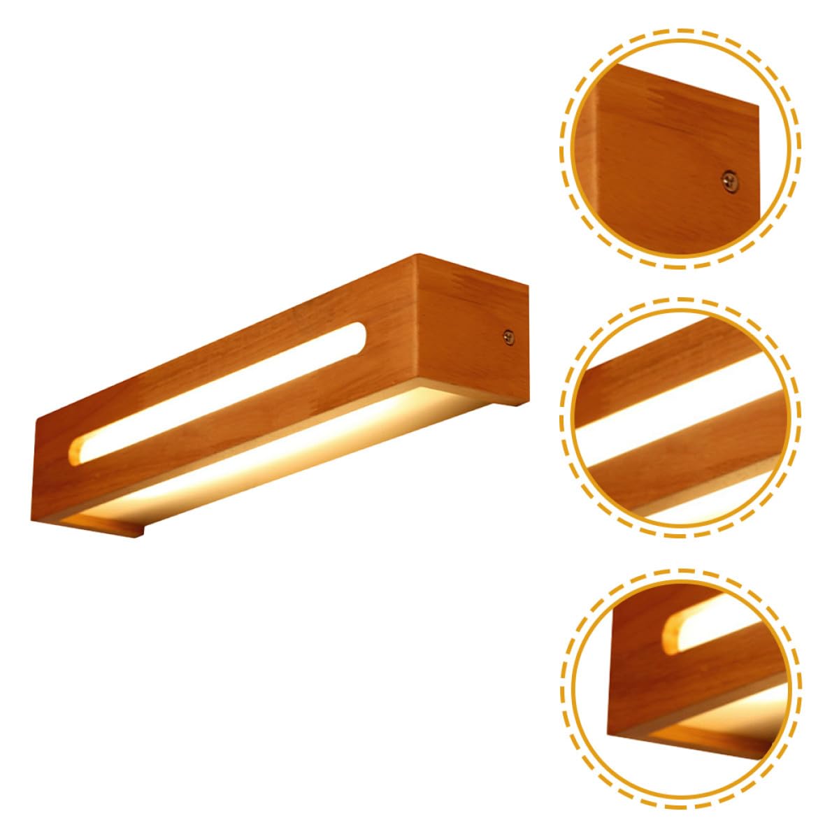 LED Spiegel Wandleuchte aus Massivholz, Modern, für Bad und Waschtisch | LED Chips, Schlichte Form, Wandmontage über Spiegel, Geeignet für Schlafzimmer und Klinikbetten