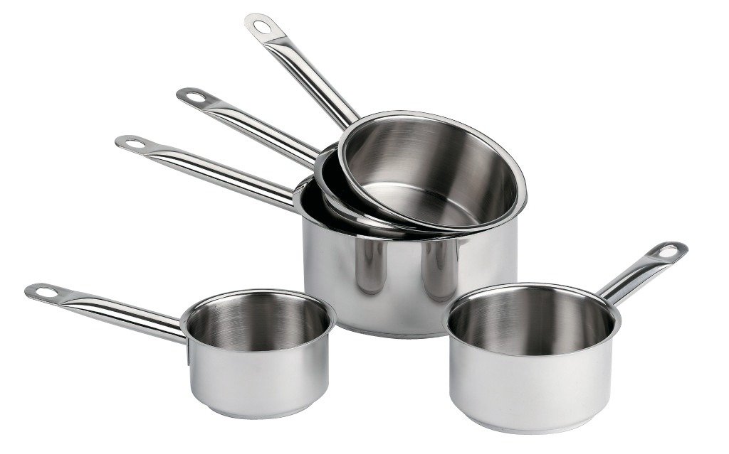 Baumalu 340548 profesjonalny zestaw garnków z krawędzią ułatwiającą wylewanie, 12-20 cm, 5 sztuk