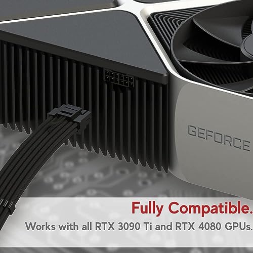 Image of LINKUP - AVA 3-in-1 12VHPWR PCIE 5.0 Power Adapters | 450W 16AWG | For All PSUs | UL-Rated, Sleeved Jacket | 4 Pcs Kit for RTX5000 RTX4000 GPUs | Boost Gaming Performance | 30cm Black