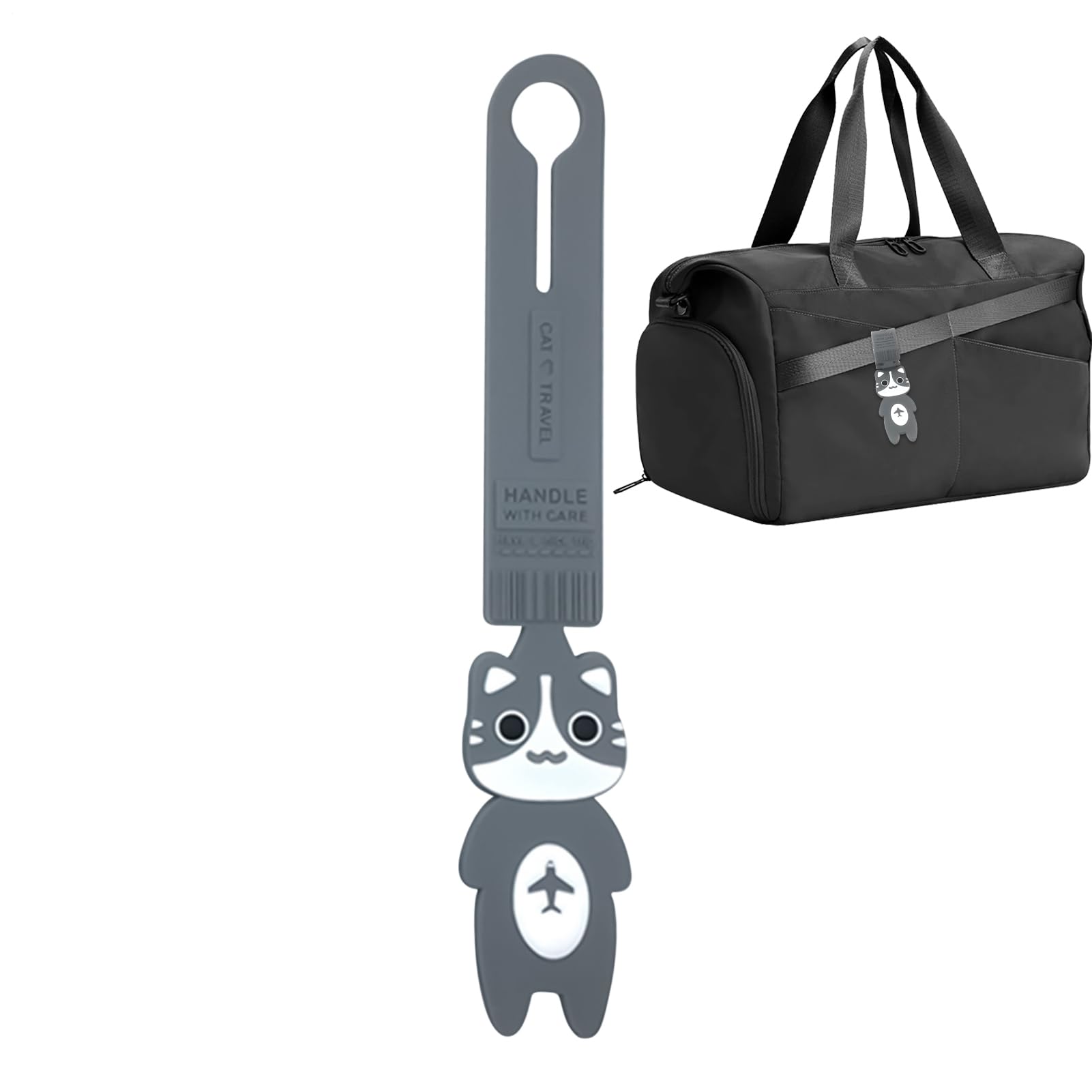 Étiquette de Bagage Mignonne - Identificateur Valise Garçon | Sangle d'Identification Design Chat Mignonne Porte-Clés Nom pour Aéroport École Plage Camping Sport Salle de Sport Croisière