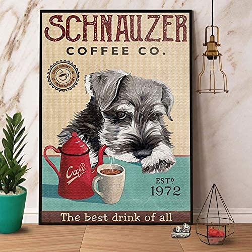Targa In Metallo Con Cane Schnauzer 40x10 Cm - Cartello Stradale Divertente Per Parete, Giardino, Bar O Recinto - 4