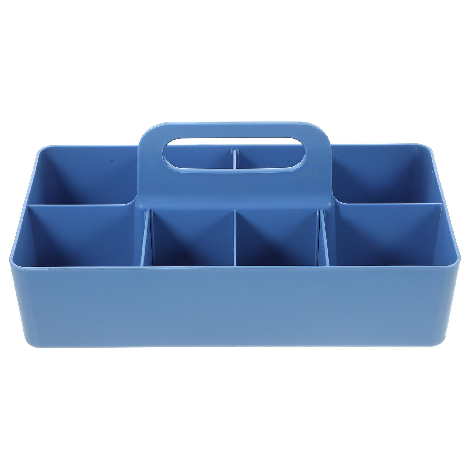 Boîte de Rangement Empilable Compartimentée 33x17x8 Cm Bleu Poignée, Organiseur de Table Multifonction pour Bureau, Matériel Artistique et Papeterie, Conteneur Pratique pour Stylo