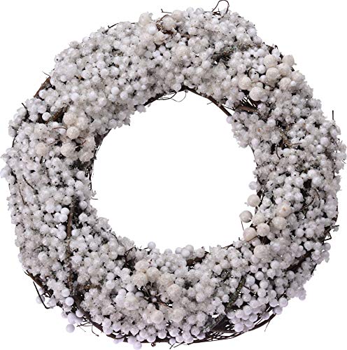 Small-Preis Türkranz Wandkranz Kranz mit weißen Beeren gefrostet Ø 33 cm Herbst - Winter Cover