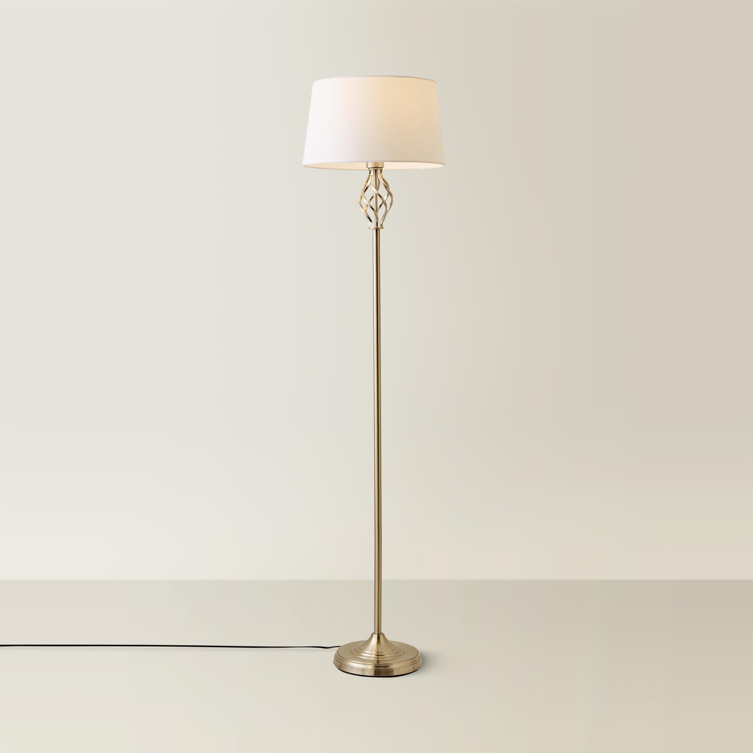 MiniSun | Traditional Style Nickel Twist Floor Lamp with a White Tapered Light Shade | Floor Lamps & Torchieres, Home Décor & Improvement Essential