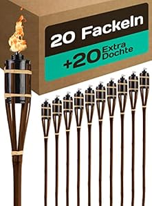 Praknu 20er Bambus Gartenfackeln Braun 90cm Set