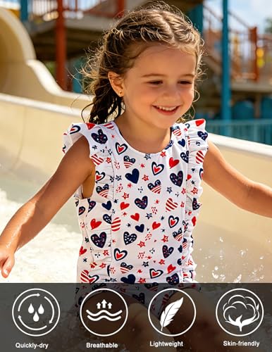 Image of RAISEVERN Baby Girls Swimsuit Ruffles Bathing Suits Cute Beach Sport Swimming Backless Summer One Piece Swimwear 2-7 Years
