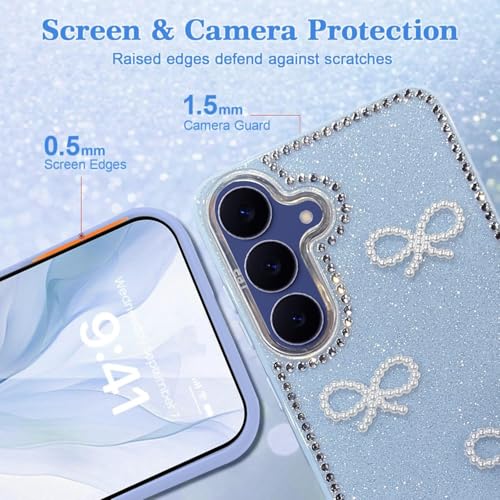 Image of DIZORO for Samsung Galaxy S25 fe 5G Cover,Cute Bow Tie Aesthetic Phone Case,Trendy Slim Hard IMD Shockproof Protective Bumper Designer Phone Back Cover for Women Girls Blue
