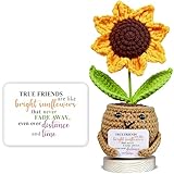 Handmade Positive Sunflower Crochet Doll - Gifts for Women with True Friends Are Like Bright Sunflowers Card - Cute Decorative Hanging Ornaments Friendship Gifts for Birthday
