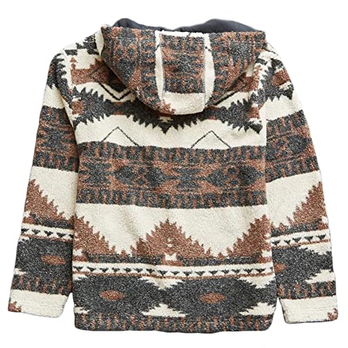 CHARTOU Men's Thermal Fluffy Hoodies 1/4 Zipper Faux Fur Sherpa Aztec Print Sweatshirt Pullover2