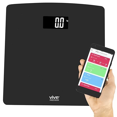 Vive Precision Báscula de peso digital inteligente, medición electrónica precisa del cuerpo del baño, dispositivo de baño inalámbrico resistente,
