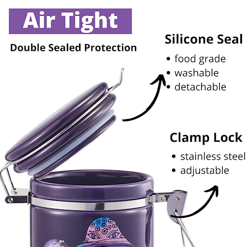 Smell Proof Container (500Ml - 1 Oz), Mushroom Stash Jar Airtight Container - Separate Space For Humidity Pack, Smell Proof Jar Stash Container Cute Storage Box Case, Clay Odor Proof Container, Purple #TOP2
