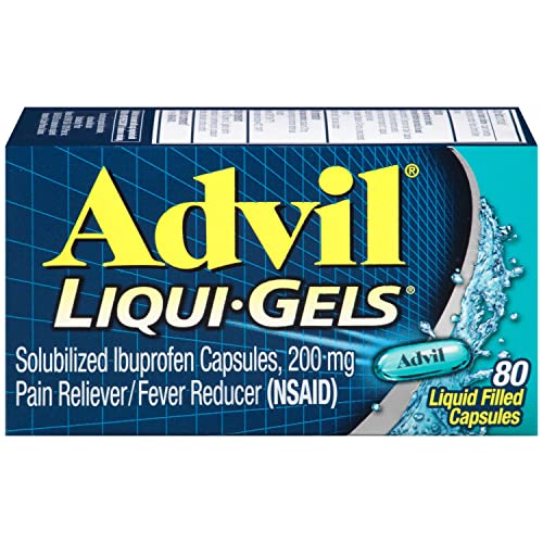 Advil Liqui-Gels Pain Reliever and Fever Reducer Pain Medicine for Adults with Ibuprofen 200mg for Headache Backache Menstrual Pain and Joint Pain Relief - 80 Liquid Filled Capsules(Pack of 1)