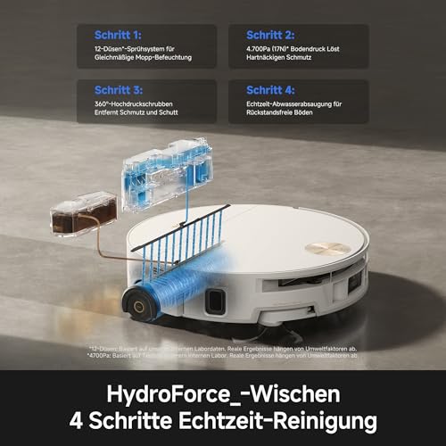 MOVA S70 Ultra Roller Saugroboter, Dual-Verwirrschutz, 32.000 Pa, Weiß – Ansicht 3