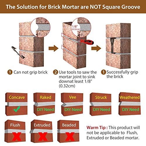 Brick Hook Clips (4 Pack) for Hanging Outdoors, Brick Hangers Fits
