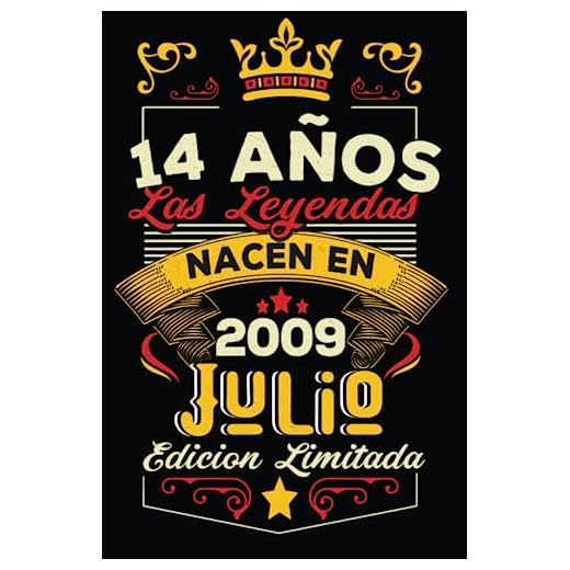 LAS LEYENDAS NACEN EN JULIO EL AÑO 2009: 14 Aniversario Cuaderno personalizado 14 años regalos Feliz 2009 cumpleaños ideas de regalos
