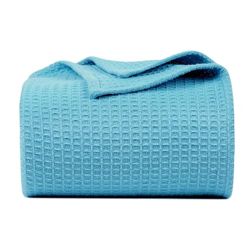 Bed Bath & Home Manta térmica de 100% algodón – Premium transpirable ligera manta en tejido de gofres para decoración del hogar – perfecta para cualquier cama para todas las estaciones – Tamaño