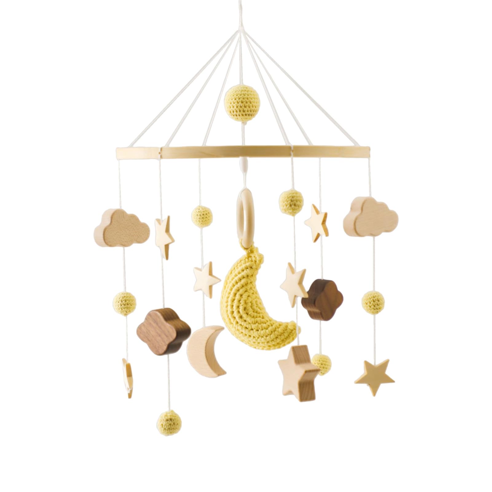 Ueiwffzo Gehäkeltes Baby Mobile - Blumen Windspiel Für Babybett In Braun