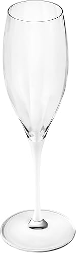 Miniatura 7 de Barski Copas de flauta para tostar, champán, juego de 6 vasos de cristal, copas de tostación de boda, tallo blanco, 11 onzas, fabricado en Europa