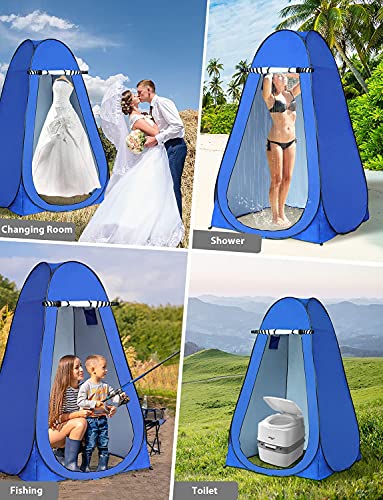 Image of Camping Toilet Pop Up Privacy Tent Changing Room Tent Portable Toilet for Camping Portable Shower Silver Coated Dressing Room Tent UV Protection Privacy Shelter Camping Cabana Blue