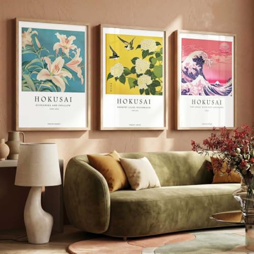 Image of kotart Japanese Nature Art Posters with Frame | Aesthetic Japan Nature Arts Posters with Frames | Japanese Art Framed Poster for Bedroom Living Room Gaming Room Wall Decor Set Of 3 (14x20 Inch)