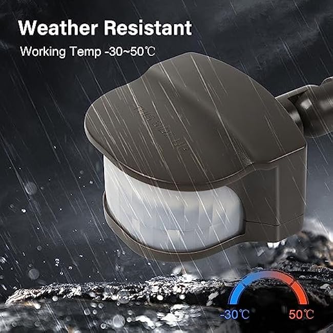 240-Degree Replacement Motion Detector, Adjustable Time & Detection Sensitiity Up to 60 Feet Range, 3 Working Modes Pir Motion Sensor for Security Floodlight, Brown, UL Listed