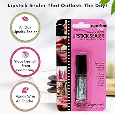 Lip Elegance Lipstick Sealer - Long Lasting Lipstick Sealer with Brush Applicator - Waterproof, Smudge Proof, Oilproof - All Day Liplock Effect 0.17 Fl Oz
