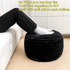 Asuprui pouf ottoman unstuffedottoman foot rest floor pouf round pouf seat floor bean bag chairfoldable floor chair storage for living room bedroom black stripe pouf cover  urban country home decor