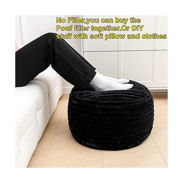 Asuprui pouf ottoman unstuffedottoman foot rest floor pouf round pouf seat floor bean bag chairfoldable floor chair storage for living room bedroom black stripe pouf cover  urban country home decor