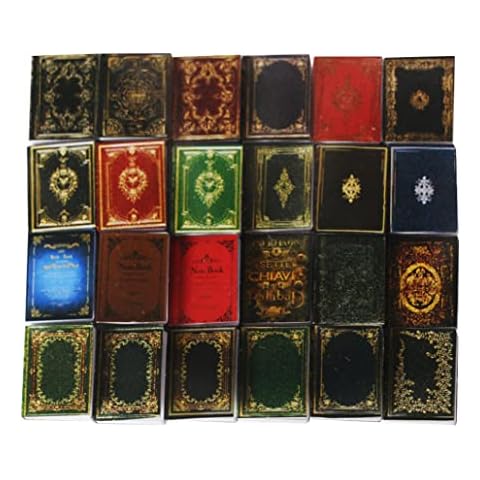 Miniatures Dollhouse Books Decor 1:12 Mini Doll House Classic Books Pocket Home Accessories Timeless DIY Dollhouse Fairy House Bookshelf Ornament for Boys and Girls 24PCS Cover