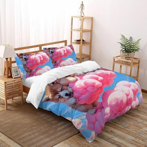 Housse de couette imprimé 3D Cloud Chien Bedding fermeture éclair facile à laver - 2