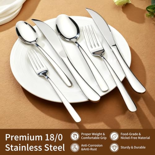 Silverware Set with Steak Knives, 36-Piece Flatware Set for 6 Cutlery Set - image 4