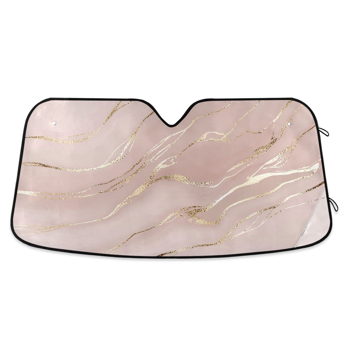 Car Windshield Sun Shade Rose Pink Marble Car Sun Visor for UV Rays and Sun Heat Protection,Golden Tie Dye Blocks Heat and Sun Foldable Sun Shield 55x27 Inches, Automotive Interior Accessories
