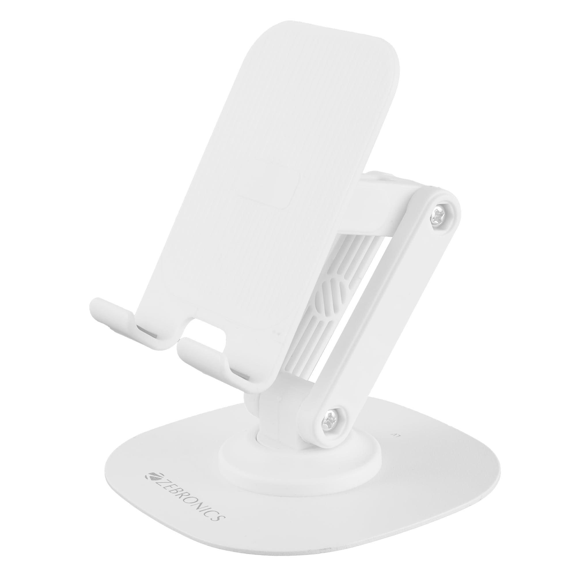 ZEBRONICS MTS200, Foldable Mobile Holder, Upto 9.6 inches, 360° Rotatable, Stepless Multi Angle Adjustment, Anti-Skid Base & Resting pad, Lightweight & Handy, Compatible with Mobile & Tablet (White)-picture-19