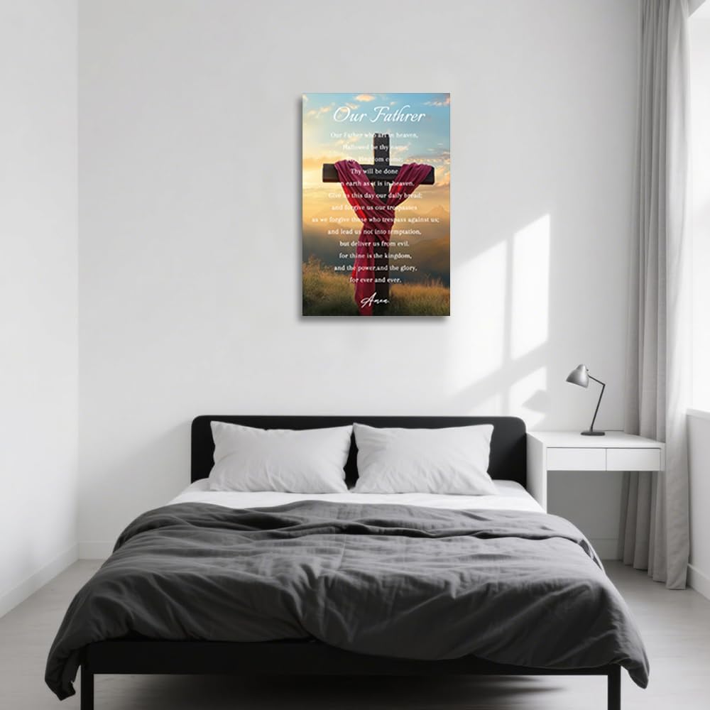 YMXZHUANSH Christian Scripture Wall Art Our Father Prayer Paintings Sacred Biblical Canvas Prints Religion Picture Inspirational Home Decor for Church Prayer Room 12x18inch (30x45cm)