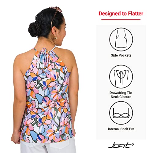 Jofit Apparel Women's Athletic Clothing Maui Halter Top For Golf & Tennis, Size X-Small, Fiore Print #TOP3