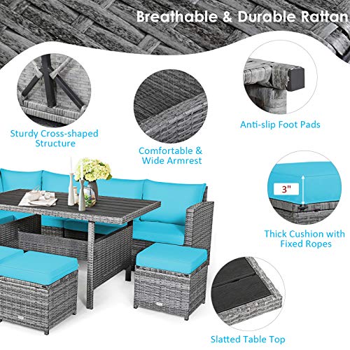image for Tangkula 7 Pieces Patio Furniture Set, Outdoor Sectional Rattan Sofa S
