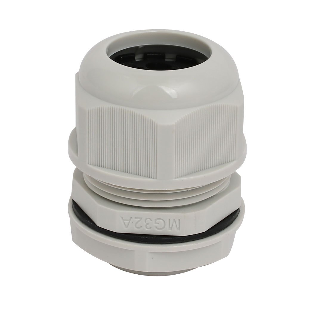 Aexit M32x1.5mm 5.6mm-7mm Transmission Range Nylon 6 Holes Adjustable Cables Gland Gray