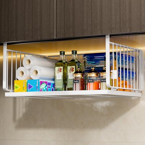 Image of TAILI Under Shelf Basket, Hanging Storage Baskets for Efficient Kitchen and Cabinet Storage - Hanging Organizer Racks, Slide-in Design for Pantry, Desk, and Bookshelf. Stylish Storage Solution(XL)